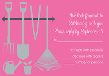 Garden Tools Bright Pink RSVP Cards