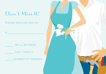 Garden Tools Couple Blue Invitations