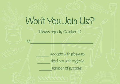 Green Outlined Garden Tools Invitation