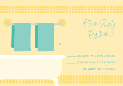 Linen Shower Chocolate-Blue RSVP Cards