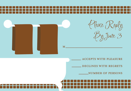 Linen Shower Chocolate Blue Bathroom Invitations