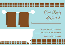 Linen Shower Chocolate-Blue RSVP Cards