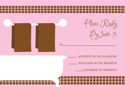 Linen Shower Chocolate Pink Bathroom Invitations