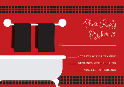 Linen Shower Black Bathroom Invitations