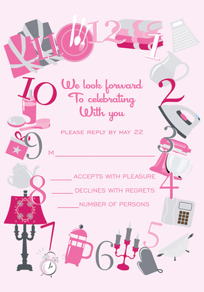 Around The Clock Icons Pink Thank You Cards