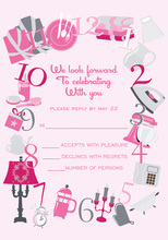 Around The Clock Icons Pink RSVP Cards