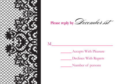 Bachelorette Fishnet Red RSVP Cards