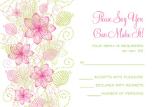 Floral Decorative Pink-Green RSVP Cards