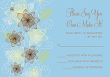 Floral Decorative Chocolate-Blue RSVP Cards