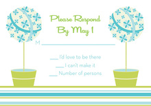 Floral Topiaries Green-Blue RSVP Cards