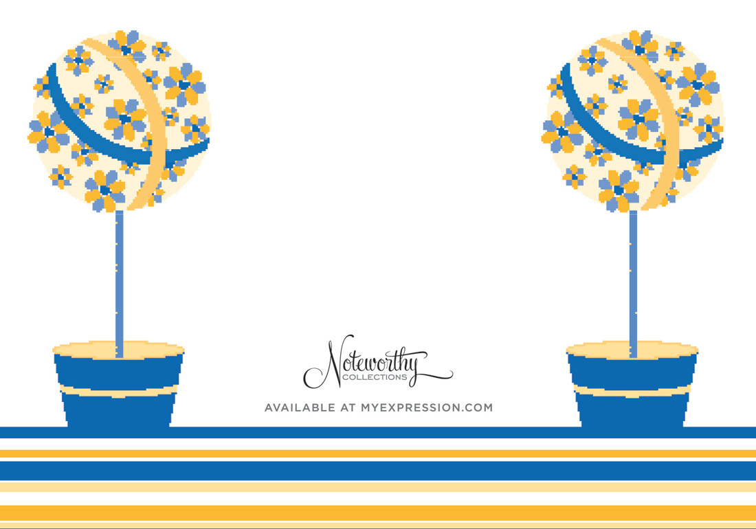 Floral Topiaries Blue-Yellow RSVP Cards