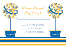 Floral Topiaries Blue-Yellow RSVP Cards