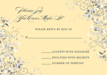 Floral Corners Chocolate-Blue RSVP Cards