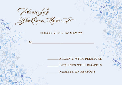 Floral Corners Blue RSVP Cards