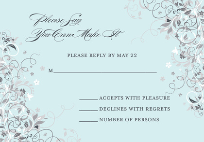 Floral Corners Blue Bridal Invitations
