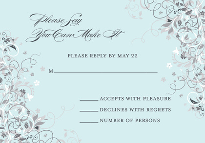 Floral Corners Chocolate-Blue RSVP Cards