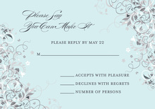 Floral Corners Blue RSVP Cards