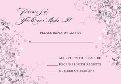 Floral Corners Pink Bridal Invitations