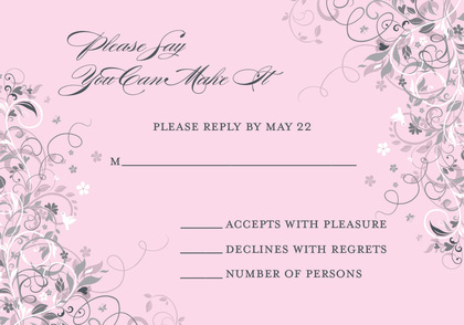 Floral Corners Chocolate-Blue RSVP Cards