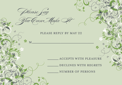 Floral Corners Chocolate-Blue RSVP Cards