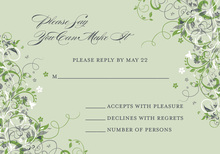 Floral Corners Green RSVP Cards