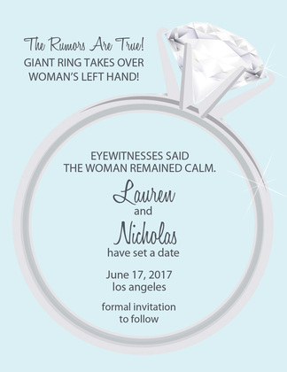 Diamond Ring Black Engagement Invitations