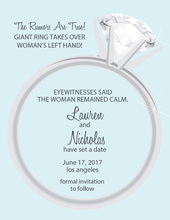 Solitaire Ring Blue Engagement Invitations