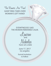 Solitaire Ring Blue Engagement Invitations