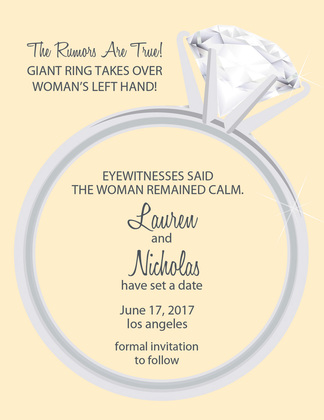 Solitaire Ring Pink Engagement Invitations