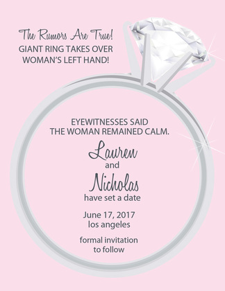 Diamond Ring Black Engagement Invitations