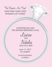 Solitaire Ring Pink Engagement Invitations