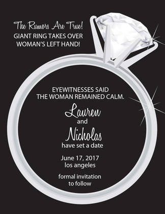 Solitaire Ring Pink Engagement Invitations