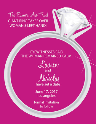 Solitaire Ring Blue Engagement Invitations