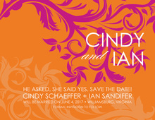 Fancy Swirls Orange-Pink Save The Date Cards