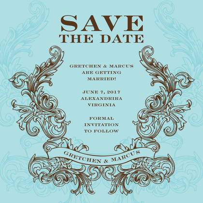 Antique Emblem Grey-Yellow Invitation