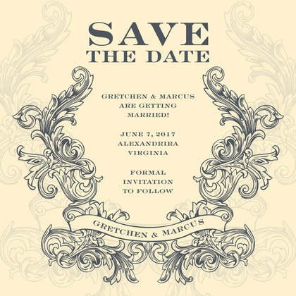 Antique Swirl Chocolate-Blue Invitation