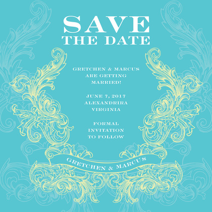 Antique Emblem Grey-Yellow Invitation