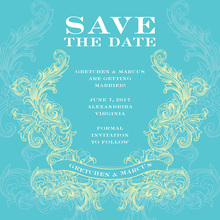 Traditional Swirl Turquoise-Lime Invitation