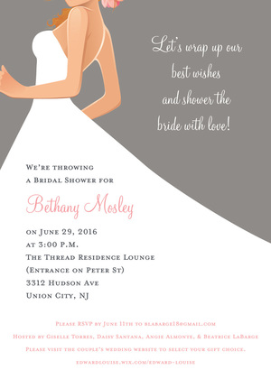 Bridal Side Grey Brunette Bridal Shower Invites