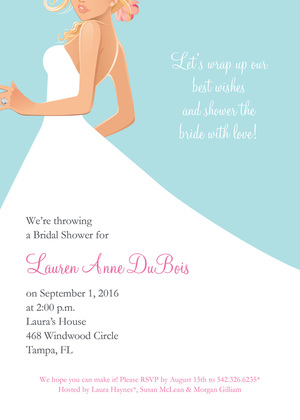 Redhead Bride Blue Invitations