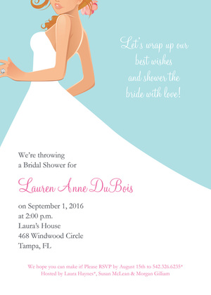 Blonde Bride Blue Bridal Shower Invitations