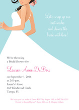 Brunette Bride Blue Invitations