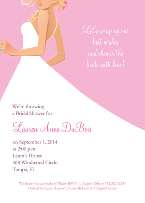 Brunette Bride Pink Invitations