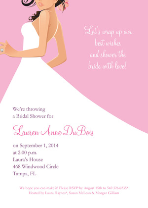 Redhead Bride Pink Invitations