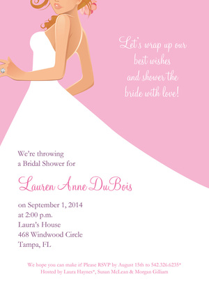 African American Bride Pink Invitations