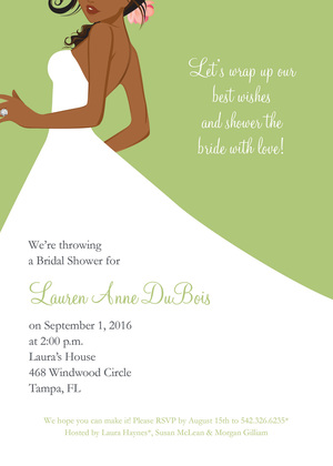 Redhead Bride Green Invitations