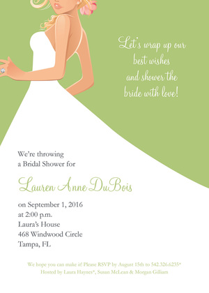 African American Bride Green Invitations