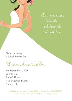 African American Bride Green Invitations