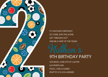 Soccer Number Two Green Birthday Party Invitations