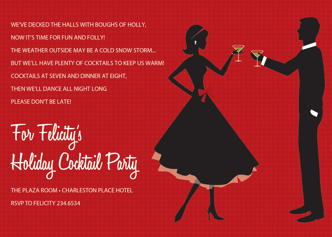 Cheer Silhouette Couple Red Invitations